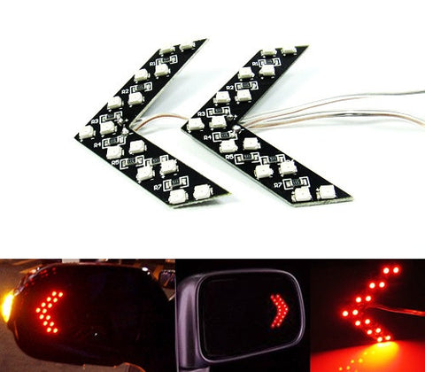 2 pieces of 14 SMD LED Side Mirror Turn Signal Arrow Panel Light Red