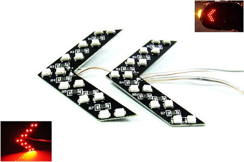 2 pieces of 14 SMD LED Side Mirror Turn Signal Arrow Panel Light Red