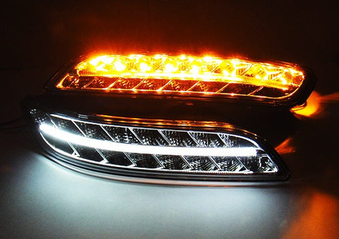 LED Daytime Running Light Fog Sidelight White Amber Turn Signal Indicator Kit Chrome Clear Porsche 997 Gen1