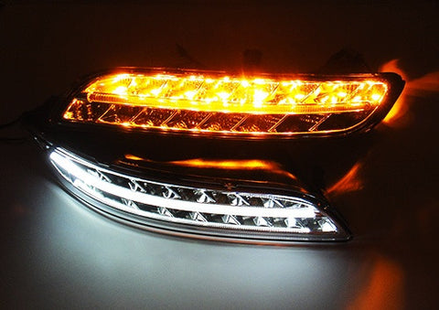 LED Daytime Running Light Fog Sidelight White Amber Turn Signal Indicator Kit Chrome Clear Porsche 997 Gen1