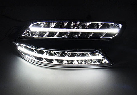 LED Daytime Running Light Fog Sidelight White Amber Turn Signal Indicator Kit Chrome Clear Porsche 997 Gen1