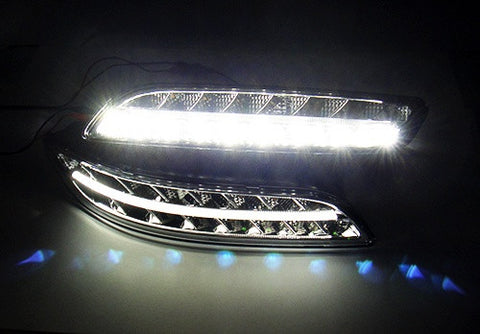 LED Daytime Running Light Fog Sidelight White Amber Turn Signal Indicator Kit Chrome Clear Porsche 997 Gen1