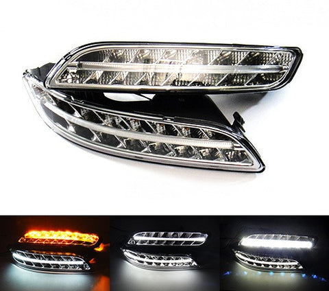 LED Daytime Running Light Fog Sidelight White Amber Turn Signal Indicator Kit Chrome Clear Porsche 997 Gen1