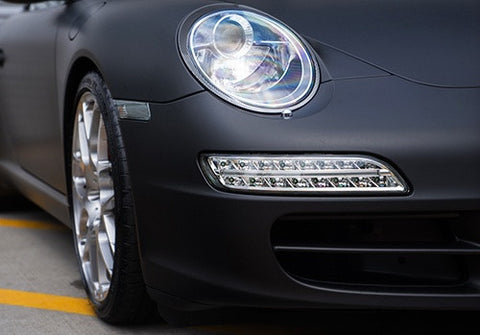 LED Daytime Running Light Fog Sidelight White Amber Turn Signal Indicator Kit Chrome Clear Porsche 997 Gen1