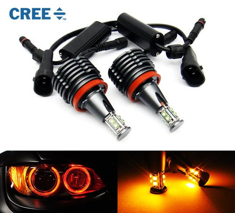 BMW H8 40W CREE XP-E LED Angel Eyes / Halo Ring replacement Light bulb Amber