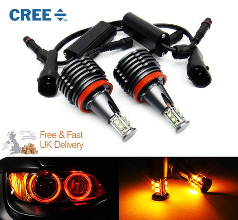 BMW H8 40W CREE XP-E LED Angel Eyes / Halo Ring replacement Light bulb Amber