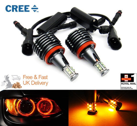 BMW H8 40W CREE XP-E LED Angel Eyes / Halo Ring replacement Light bulb Amber