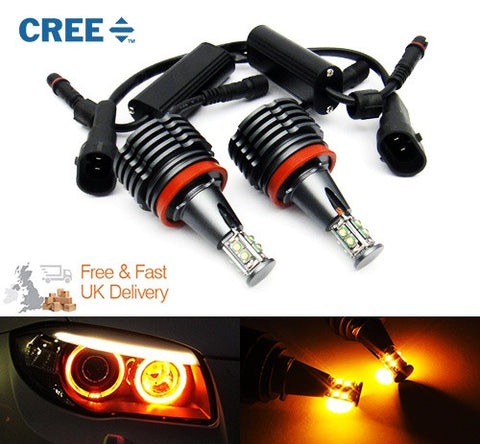 BMW H8 40W CREE XP-E LED Angel Eyes / Halo Ring replacement Light bulb Amber