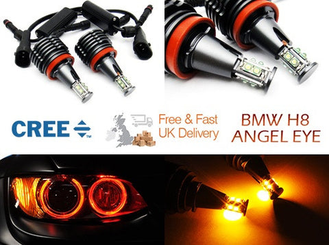 BMW H8 40W CREE XP-E LED Angel Eyes / Halo Ring replacement Light bulb Amber