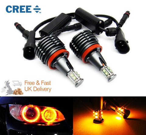 BMW H8 40W CREE XP-E LED Angel Eyes / Halo Ring replacement Light bulb Amber