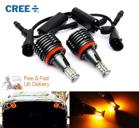 BMW H8 40W CREE XP-E LED Angel Eyes / Halo Ring replacement Light bulb Amber