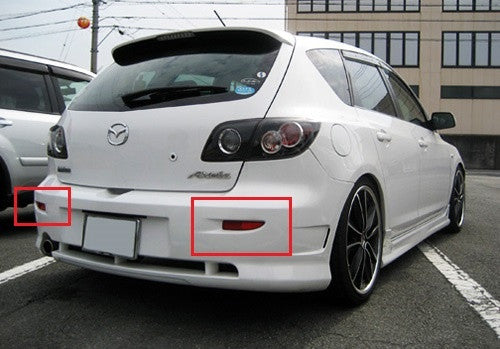 2x LED Bumper Reflector Assembly Red lens Tail Brake Light Red Mazda 3 5 6