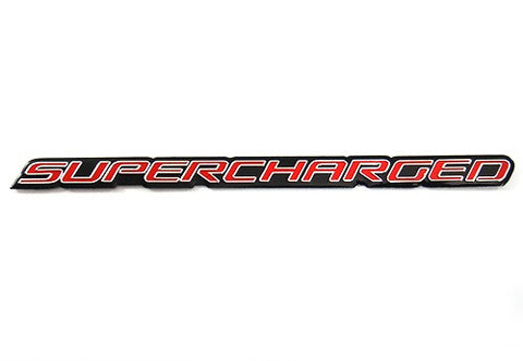 2x SUPERCHARGED aluminium emblem badge sticker red ~17x1cm