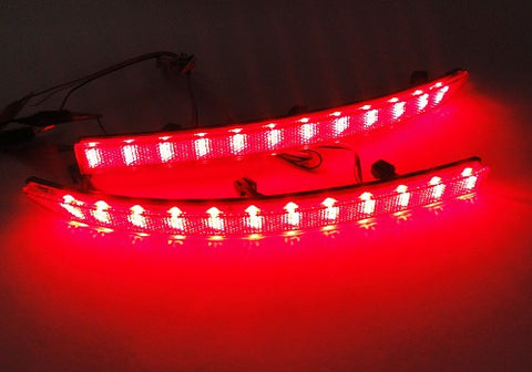 2x LED Bumper Reflector Red lens Tail Brake Light lamp Red 2008-15 Volkswagen Tiguan