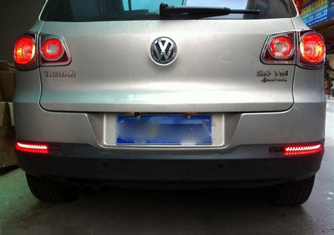 2x LED Bumper Reflector Red lens Tail Brake Light lamp Red 2008-15 Volkswagen Tiguan