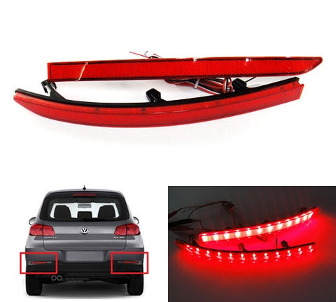 2x LED Bumper Reflector Red lens Tail Brake Light lamp Red 2008-15 Volkswagen Tiguan