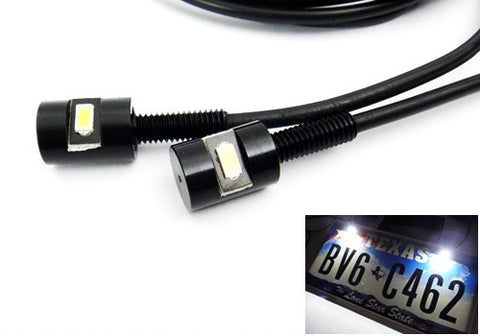 2 pieces of Bolt-On black Screw SMD LED License Plate Light Lamp white