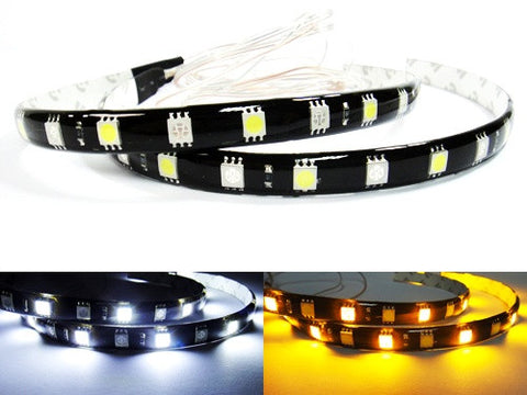 2 pieces of 18 High Power SMD LED Switchback Light strip 30cm white amber
