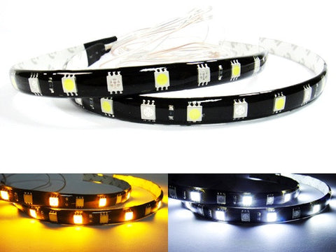 2 pieces of 18 High Power SMD LED Switchback Light strip 30cm white amber