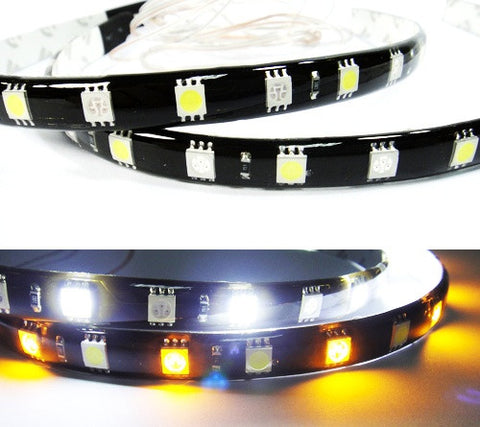 2 pieces of 18 High Power SMD LED Switchback Light strip 30cm white amber