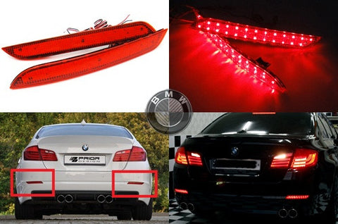 2x LED Bumper Reflector Red lens Tail Brake Light lamp Red 2010+ BMW 5-series F10 F18