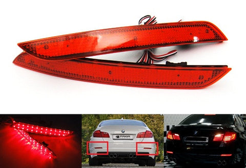 2x LED Bumper Reflector Red lens Tail Brake Light lamp Red 2010+ BMW 5-series F10 F18