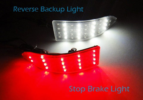 2x LED Bumper Reflector Clear lens Tail Brake Light Red Backup lamp White 2006-13 Lexus IS 250 350