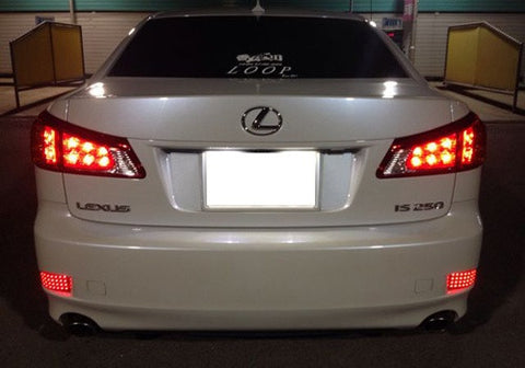 2x LED Bumper Reflector Clear lens Tail Brake Light Red Backup lamp White 2006-13 Lexus IS 250 350