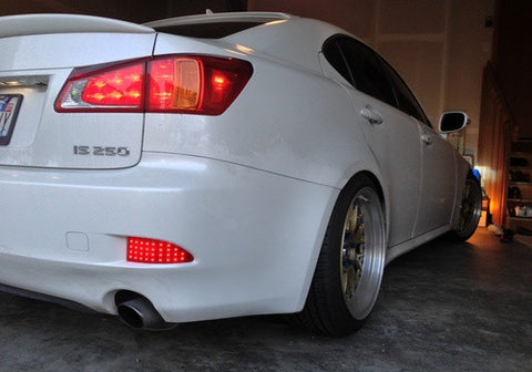 2x LED Bumper Reflector Clear lens Tail Brake Light Red Backup lamp White 2006-13 Lexus IS 250 350