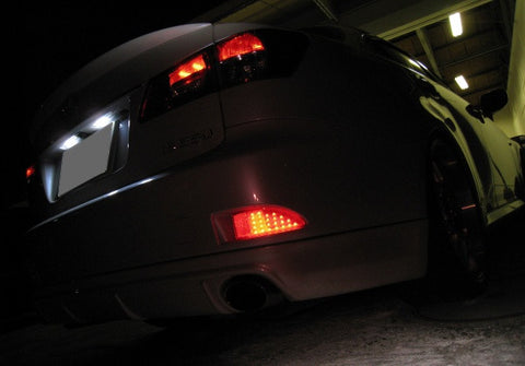 2x LED Bumper Reflector Clear lens Tail Brake Light Red Backup lamp White 2006-13 Lexus IS 250 350