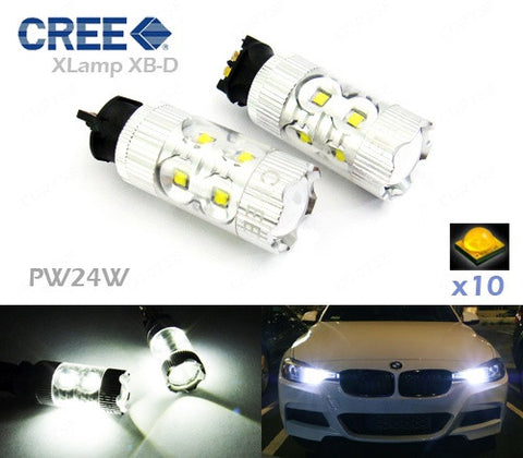 2 pieces of PW24W PWY24W 10x CREE XB-D LED Projector Light bulb 50W white