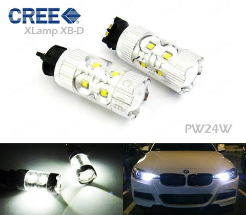 2 pieces of PW24W PWY24W 10x CREE XB-D LED Projector Light bulb 50W white