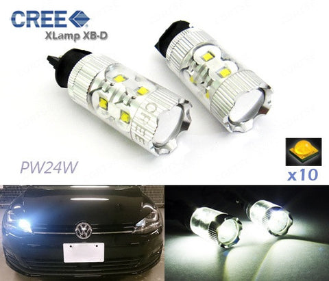 2 pieces of PW24W PWY24W 10x CREE XB-D LED Projector Light bulb 50W white