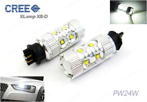 2 pieces of PW24W PWY24W 10x CREE XB-D LED Projector Light bulb 50W white