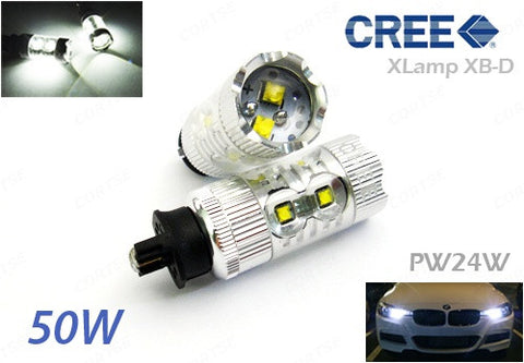 2 pieces of PW24W PWY24W 10x CREE XB-D LED Projector Light bulb 50W white