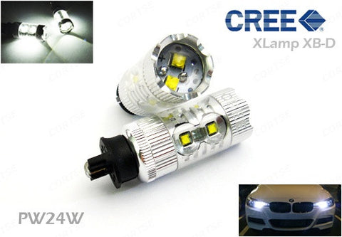 2 pieces of PW24W PWY24W 10x CREE XB-D LED Projector Light bulb 50W white
