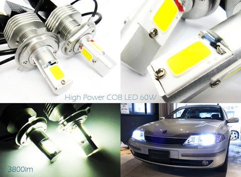 2 pieces of LUFFY H4 9003 (472) High Power COB LED HeadLight Fog Light bulb 60W white