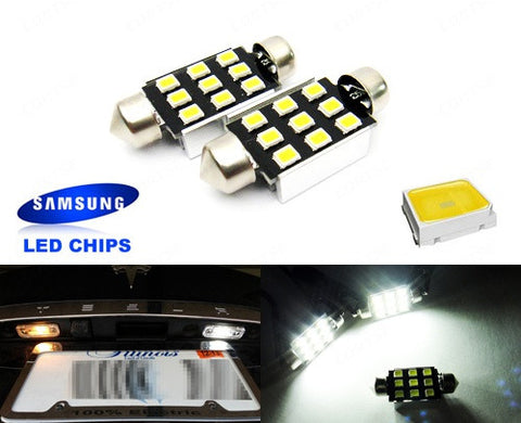 2x SAMSUNG 9 High Power 2835 SMD LED 37mm C5W 6418 Error Free Festoon bulb white