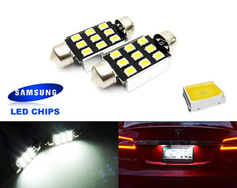 2x SAMSUNG 9 High Power 2835 SMD LED 37mm C5W 6418 Error Free Festoon bulb white