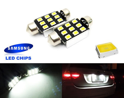 2x SAMSUNG 9 High Power 2835 SMD LED 37mm C5W 6418 Error Free Festoon bulb white