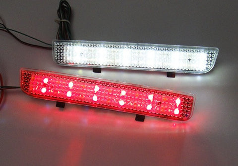 2x LED Bumper Reflector Clear lens Tail Brake Light Red Backup lamp White L322 Range Rover LR2