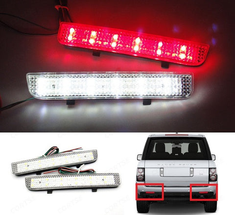 2x LED Bumper Reflector Clear lens Tail Brake Light Red Backup lamp White L322 Range Rover LR2