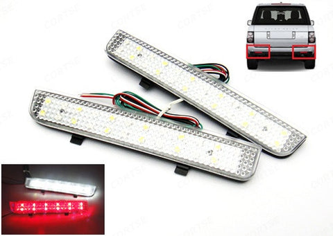 2x LED Bumper Reflector Clear lens Tail Brake Light Red Backup lamp White L322 Range Rover LR2
