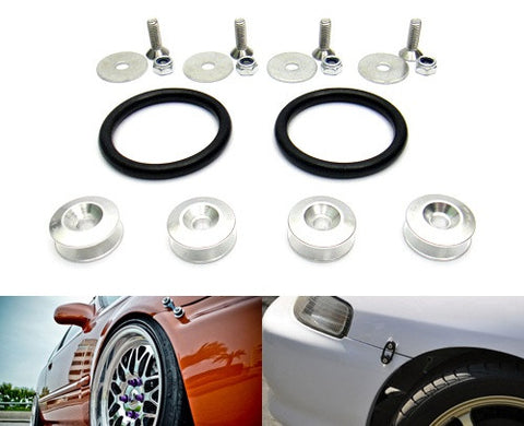 Quick Release Bumper Fender Trunk / Hatch Lid Fastener kit silver
