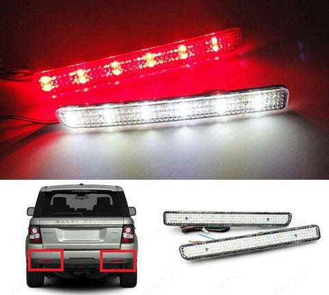 2x LED Bumper Reflector Clear lens Tail Brake Light Red Backup lamp White LR3 LR4 Range Rover Sport