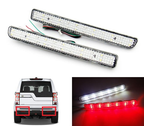 2x LED Bumper Reflector Clear lens Tail Brake Light Red Backup lamp White LR3 LR4 Range Rover Sport