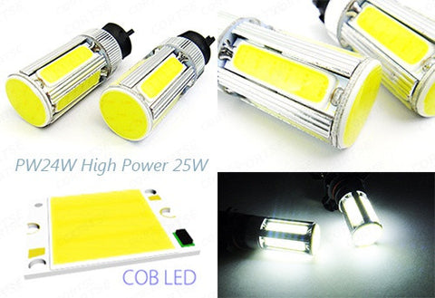 2 pieces of LUFFY PW24W PWY24W High Power COB LED Light bulb 25W white