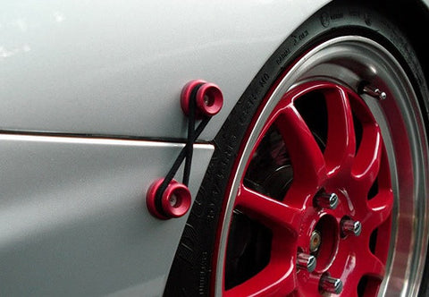 Quick Release Bumper Fender Trunk / Hatch Lid Fastener kit red