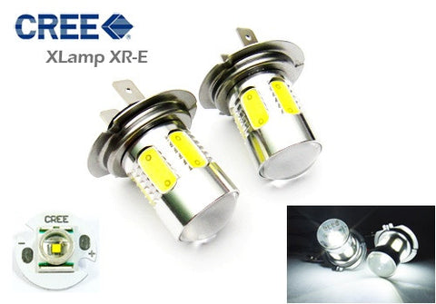 2x H7 (499) CREE XR-E LED Projector Light w/ 6 Plasma SMD LED 14W white