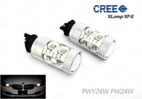2 pieces of PW24W PWY24W 10x CREE XP-E LED Projector Light bulb 50W amber
